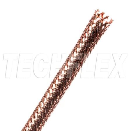 Techflex Braided Cable Sleeve, 1/4 in Inside Dia., 5/16 in Max Bundle Dia., 125 ft, Copper CXN0.25CP