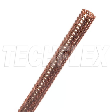 Techflex Braided Cable Sleeve, 5/16 in Inside Dia., 1/2 in Max Bundle Dia., 100 ft, Copper CXN0.31CP