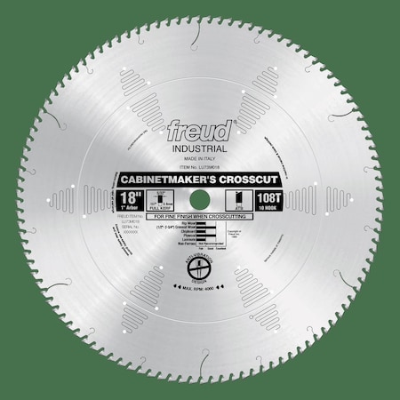 Freud Cabinetmakers Crosscut Blade, 18" x 108T LU73M018