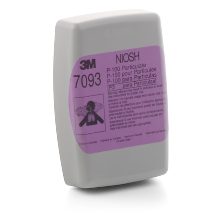 3M Particulate Filter 7093B, P100, 5000, Magenta, Bayonet 52706
