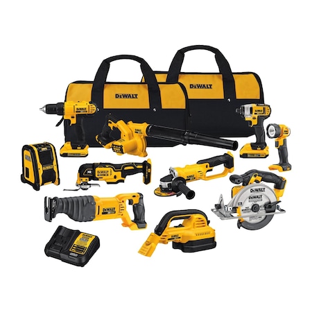 Dewalt Combo Kit, 20V MAX 10-Tool DCK1020D2
