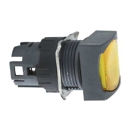 Schneider Electric Head for illuminated push button, Harmony XB6, yellow, square flush, 16 spring return 12.24 V ZB6CW5