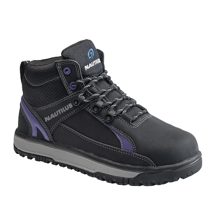 Nautilus Safety Footwear Women's Aluminum Toe Mid Work Shoe, Black, Purple, 7.5, Medium, N1471 N1471-7.5M