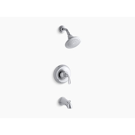 Kohler Forte(R) Sculpted Rite-Temp(R) Bath And Shower Valve Trim With Npt Spout And 2.5 Gpm Showerhead TS10274-4-CP