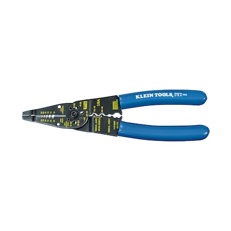 KLEIN TOOLS Long Nose Wire Stripper/Crimper/Cutter/Looper, Overall Length 8 1/4 in, Capacity 22 to 10 AWG, Blue 1010