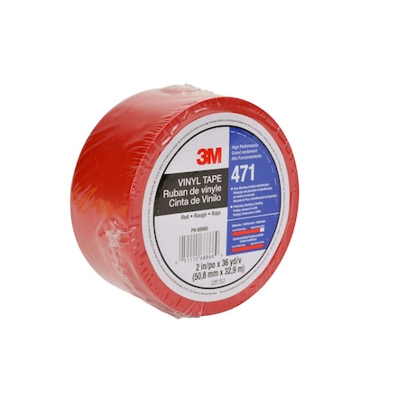 3M Vinyl Tape 471, Red, 1/4"x36 yd, PK144 471