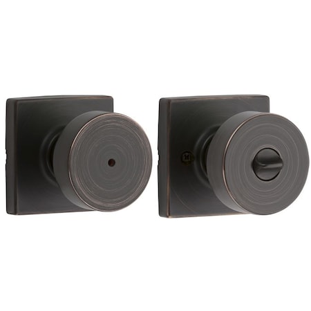 Kwikset Pismo Knob w/Square Rose Privacy Lock 730PSKSQT-11P