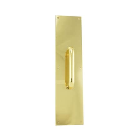 Trimco Square Corner Pull Plate with 5-1/2" 1193 Pull Bright Brass 4"x16" 1013-3.605