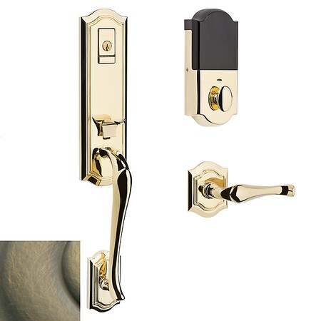 Baldwin 85337.BLENT Evolved Bethpage Left Handed Single Cylinder One-Piece Handl, Satin Brass and Black