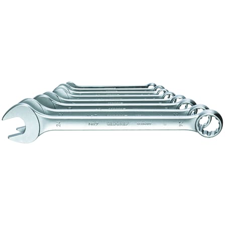 Gedore Combination Wrench Set, 8 pcs., 10-24mm, Wrench Head Sizes: 10mm to 24mm 7-08