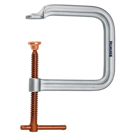 Palmgren 8" Extra Deep C-Clamp, Copper Spindle, 6-1/4" Deep 9629238