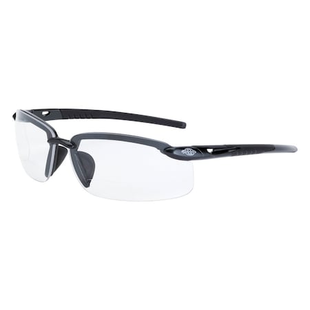 Crossfire Bifocal Safety Glasses, Pearl Gray 2.5 Diopter, Clear Lens 296425