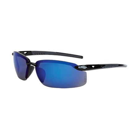Crossfire Safety Glasses, Wraparound Blue Mirror Polycarbonate Lens, Scratch-Resistant 2968
