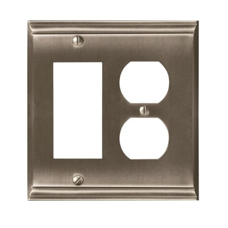 Amerock Candler 1 Rocker 1 Receptacle Wall Plates, Number of Gangs: 2 Zinc, Satin Nickel Finish BP36511G10