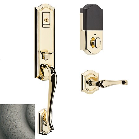 Baldwin 85337.BLENT Evolved Bethpage Left Handed Single Cylinder One-Piece Handl, Distressed Antique Nickel