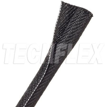 Techflex Braided Cable Wrap, 3/8 in Inside Dia., Polyester, Black; White F6V0.38TB