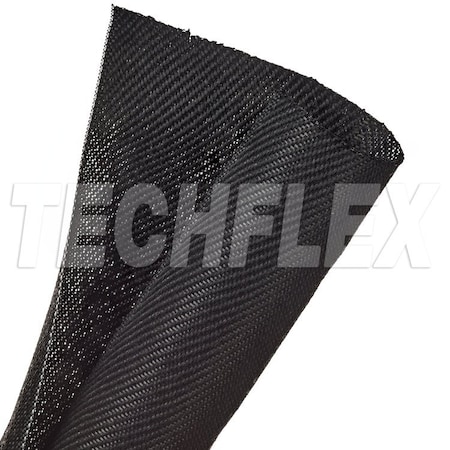 Techflex Braided Cable Wrap, 1-1/2 in Inside Dia., Polyester, Black; White F6V1.50TB