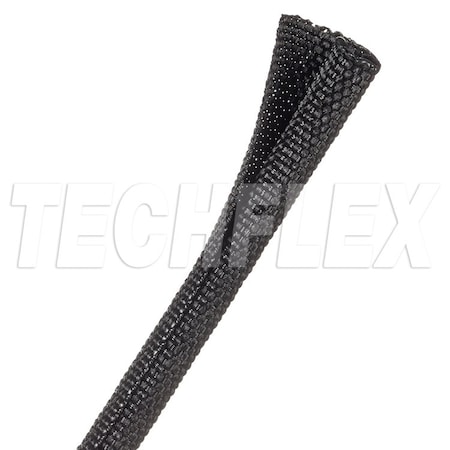 Techflex Braided Cable Wrap, 1/4 in Inside Dia., Fiberglass, Black F6W0.25BK