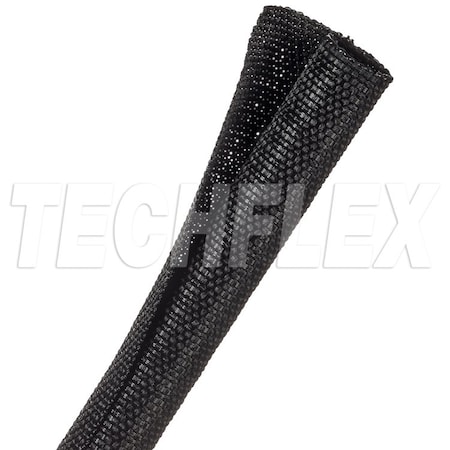 Techflex Braided Cable Sleeve, 1/2 in Inside Dia., 1/2 in Max Bundle Dia., 75 ft, Fiberglass, Black F6W0.50BK