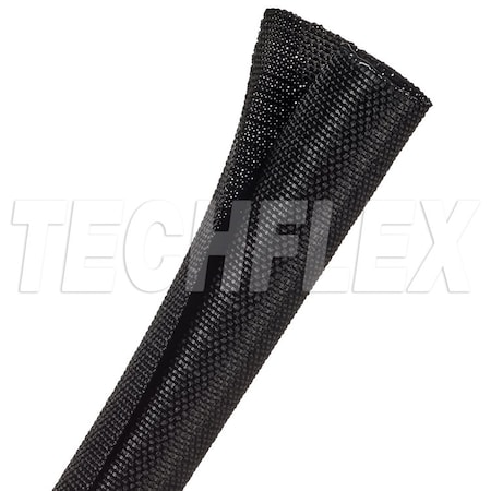 Techflex Braided Cable Sleeve, 3/4 in Inside Dia., 3/4 in Max Bundle Dia., 50 ft, Fiberglass, Black F6W0.75BK