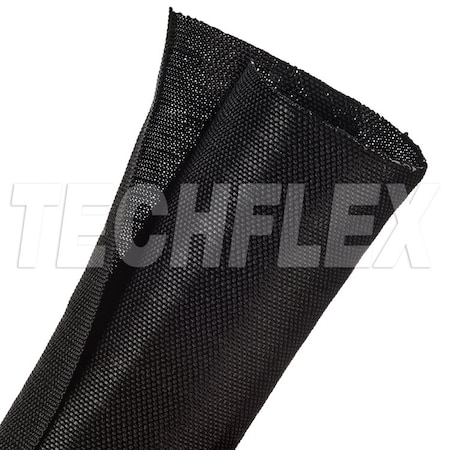 Techflex Braided Cable Sleeve, 2 in Inside Dia., 2 in Max Bundle Dia., 10 ft, Fiberglass, Black F6W2.00BK