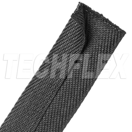 Techflex Cable Wrap, 1-1/2 in Inside Dia., 25 ft, Polyester, Black F6Z1.50BK