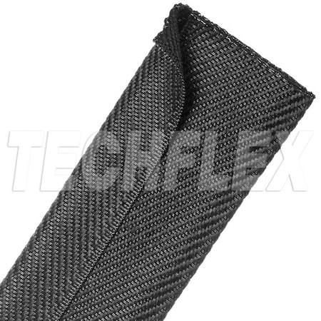 Techflex Cable Wrap, 1-3/4 in Inside Dia., 25 ft, Polyester, Black F6Z1.75BK