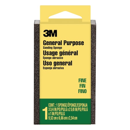 3M Sanding Sponge, Fine, 3 3/4"L, 2 5/8"W CP-001-ESF