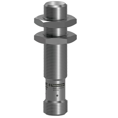 Telemecanique Sensors Cylindrical, Inductive Proximity Sensor, 12 mm Dia., Stainless Steel, M12, 3 Wires, Shielded XS912RWPAM12