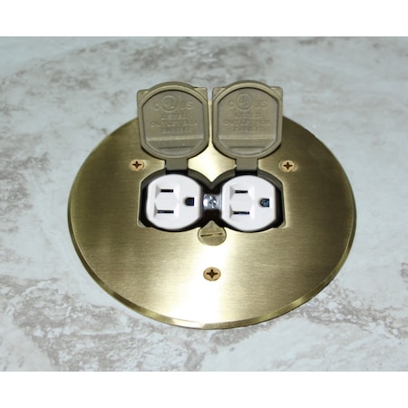 Southwire Box Cover, Floor Box Type, Brass, Duplex Receptacle Cover Type FBCVR-BR-FC