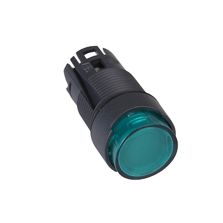 Schneider Electric Head for illuminated push button, Harmony XB6, green projecting pushbutton, 16 spring return 12.24 V ZB6AE3