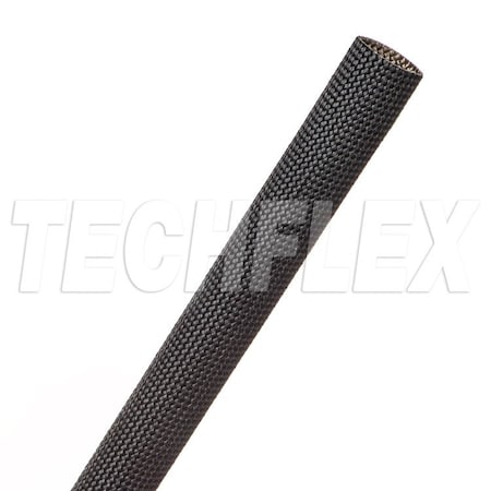 Techflex Braided Cable Sleeve, 5/8 in Inside Dia., 0.655 in Max Bundle Dia., 50 ft, Fiberglass, Black FGL0.63BK