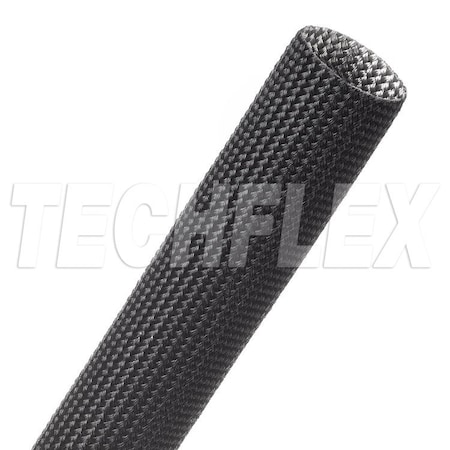 Techflex Braided Cable Sleeve, 1 in Inside Dia., 1.04 in Max Bundle Dia., 50 ft, Fiberglass, Black FGL1.00BK