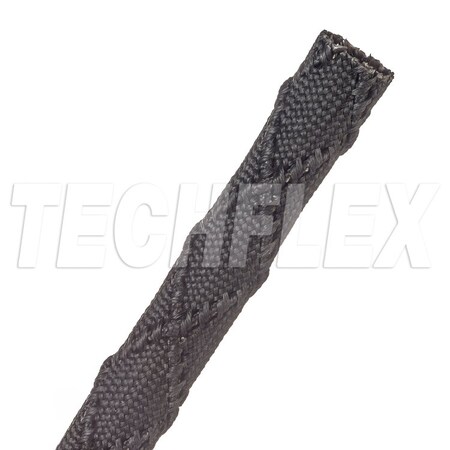Techflex Braided Cable Sleeve, 1/2 in Inside Dia., 7/8 in Max Bundle Dia., 50 ft, Fiberglass, Black FGS0.50BK