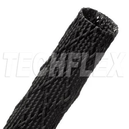 Techflex Braided Cable Sleeve, 1-1/4 in Inside Dia., 3-3/8 in Max Bundle Dia., 25 ft, Fiberglass, Black FGS1.25BK
