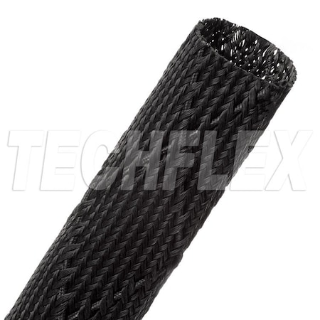 Techflex Braided Cable Sleeve, 1-3/8 in Inside Dia., 4 3/8 in Max Bundle Dia., 25 ft, Fiberglass, Black FGS1.38BK