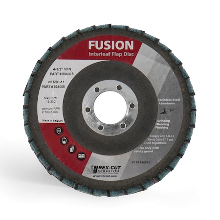 Rex Cut Fusion Flap Disc 4 1/2 X 7/8 T29 Fusion Interleaf Flap Disc Very Fine 894002