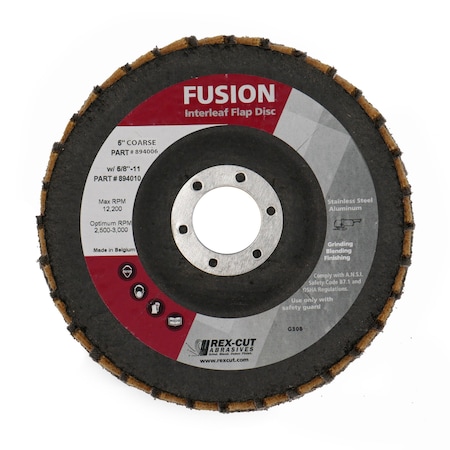 Rex Cut Fusion Flap Disc 5 X 7/8 T29 Fusion Interleaf Flap Disc Very Fine 894006