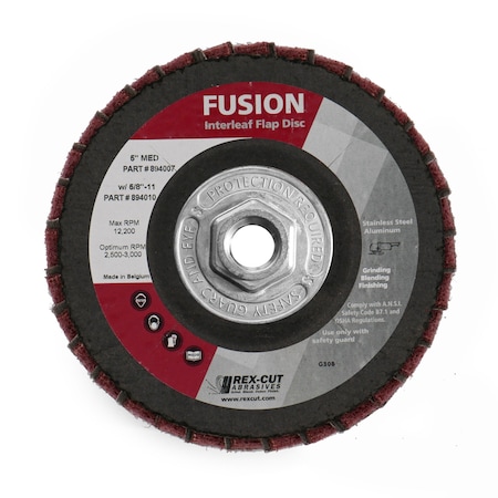 Rex Cut Fusion Flap Disc 5 X 5/8-11 T29 Fusion Interleaf Flap Disc Medium 894010