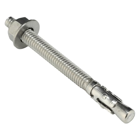 Zoro Select Wedge Anchor, 5/16" Dia., 3-1/2" L, 18-8 Stainless Steel Plain, 25 PK U70420.031.0350