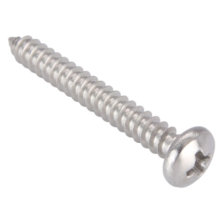 Zoro Select Sheet Metal Screw, No. 10 x 1-1/2 in, Plain 18-8 Stainless Steel Pan Head Phillips Drive, 100 PK U51660.019.0150