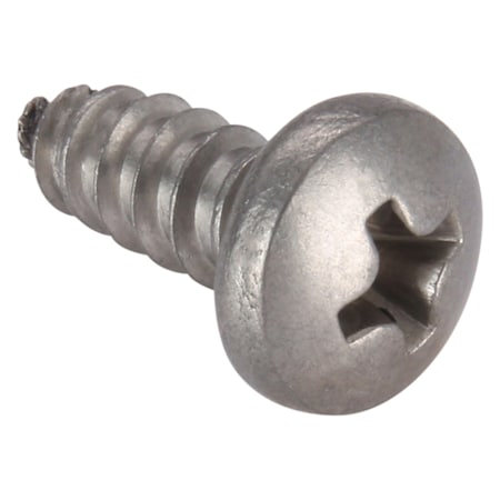 Zoro Select Sheet Metal Screw, No. 10 x 1/2 in, Plain 18-8 Stainless Steel Pan Head Phillips Drive, 100 PK U51660.019.0050