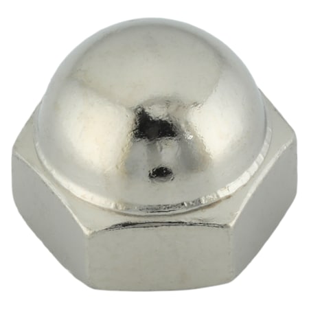 Zoro Select Standard Crown Cap Nut, 1/4"-20, Steel, Nickel Plated, 15/32 in H, 100 PK DNI025P5-100BX