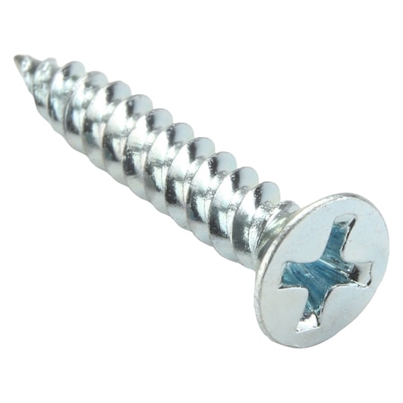 Zoro Select Wood Screw, No. 8, 1 in, Zinc Plated Steel Flat Head Phillips Drive, 100 PK U25120.016.0100