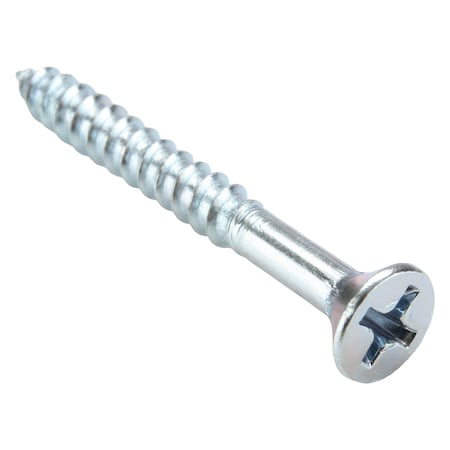 Zoro Select Wood Screw, No. 8, 1-1/2 in, Zinc Plated Steel Flat Head Phillips Drive, 100 PK U25120.016.0150