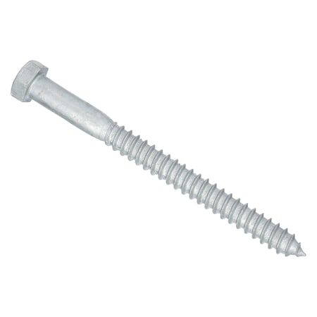 Zoro Select Lag Screw, 1/2 in, 6 in, Steel, Hot Dipped Galvanized Hex External Hex Drive, 25 PK U08450.050.0600