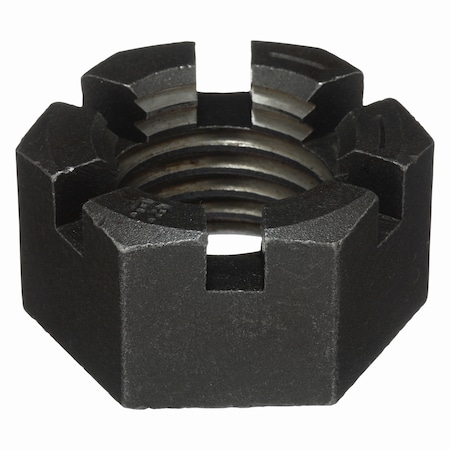 Zoro Select 2"-4-1/2 Grade 8 Plain Finish Carbon Steel Round Slotted Castle Nut U12030.200.0001