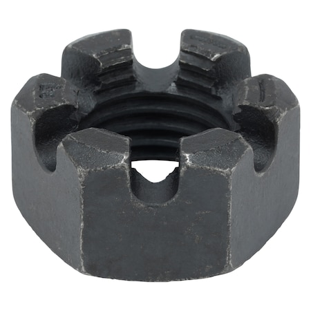 Zoro Select 1-1/4"-7 Grade 8 Plain Finish Carbon Steel Round Slotted Castle Nut U12030.125.0001