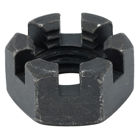 Zoro Select 3/4"-10 Grade 8 Plain Finish Carbon Steel Round Slotted Castle Nut, 5 pk. U12030.075.0001