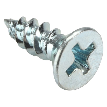 Zoro Select Wood Screw, No. 8, 1/2 in, Zinc Plated Steel Flat Head Phillips Drive, 100 PK U25120.016.0050